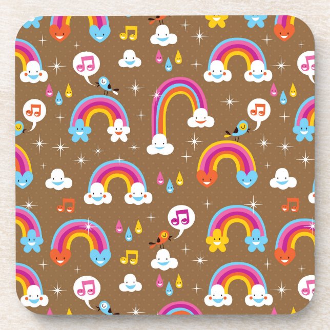 cute rainbows pattern coaster (Front)
