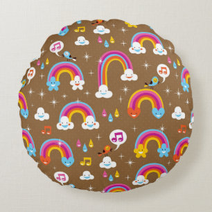 cute rainbows pattern round cushion