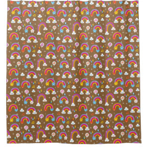 cute rainbows pattern shower curtain