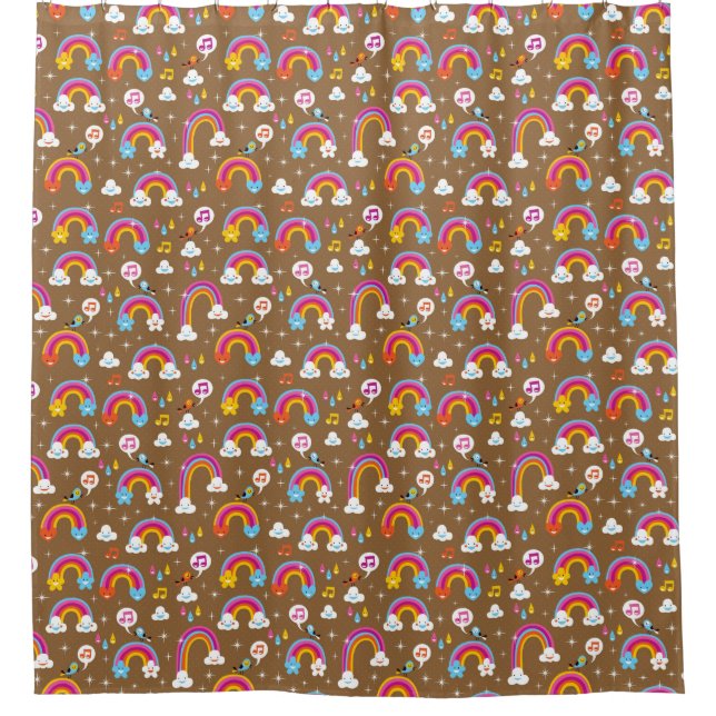 cute rainbows pattern shower curtain (Front)