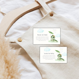 Cute Raindrop Little Dragon Books For Baby Shower Enclosure Card