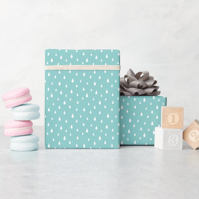 Cute Raindrop Pattern  Wrapping Paper Roll (Baby Shower)