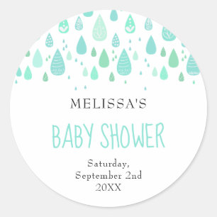 Cute Raindrops Baby Shower / Sprinkle Classic Round Sticker