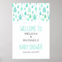 Cute Raindrops Baby Shower / Sprinkle Welcome