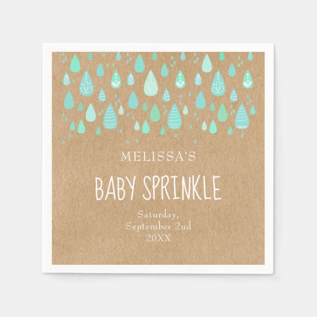 Cute Raindrops Couples Baby Sprinkle/Shower Rustic Napkin (Front)