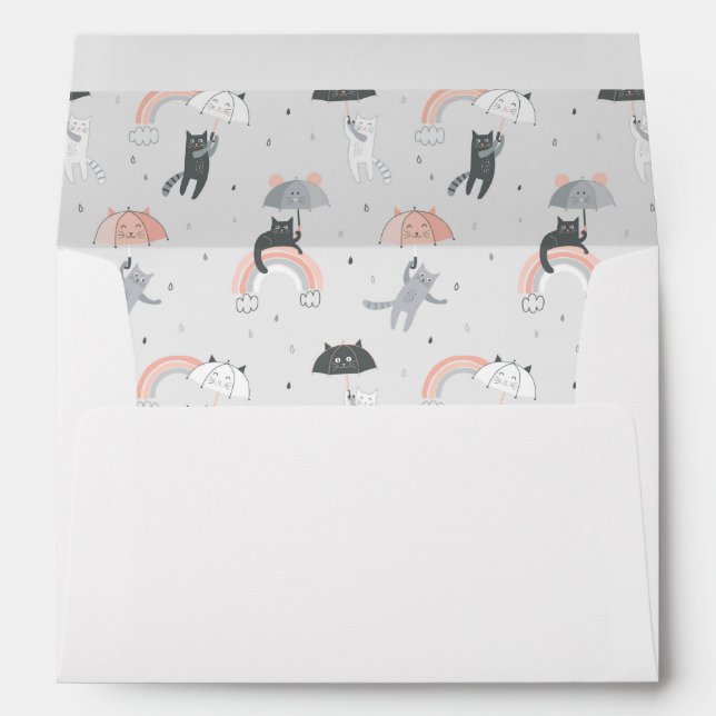 Cute Raining Cats Pattern Envelope (Back (Bottom))