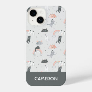 Cute Raining Cats Pattern iPhone 14 Case