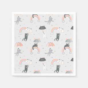 Cute Raining Cats Pattern Napkin