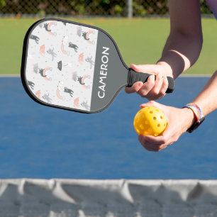 Cute Raining Cats Pattern Pickleball Paddle