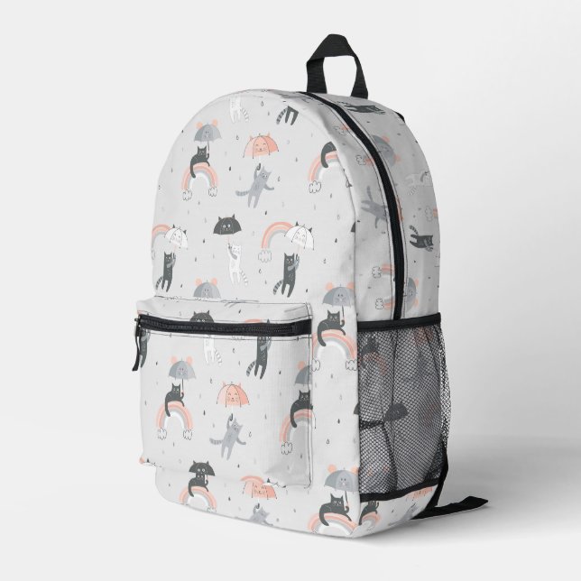 Cute Raining Cats Pattern Printed Backpack (Back Corner Right)