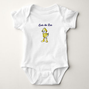 Cute Rainy Day Chick – “Looks Like Rain” Cartoon Baby Bodysuit