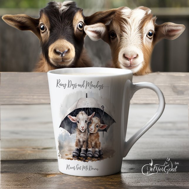 Cute Rainy Day Goats Latte Mug (Creator Uploaded)