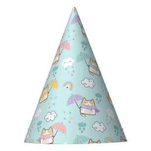Cute Rainy Day Pattern Party Hat