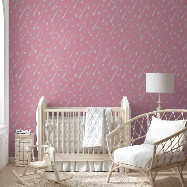 Cute Rainy Day Pink (angled) Wallpaper (Kids)