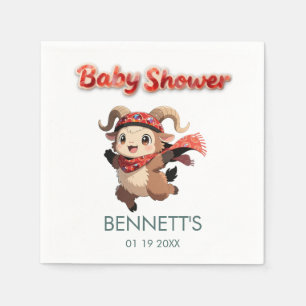 Cute Ram Winter Baby Shower Napkin