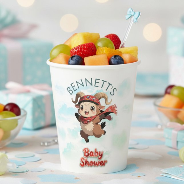Cute Ram Winter Baby Shower Paper Cup (Creator Uploaded)