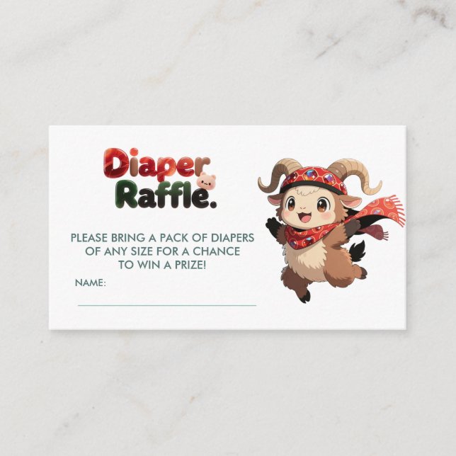 Cute Ram Winter Diaper Raffle Card (Front)