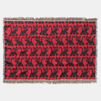 Cute Rambling Cartoon Cat Throw Blanket