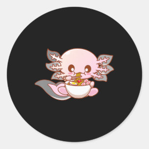 Cute Ramen Axolotl Kawaii Anime Japanese Food Girl Classic Round Sticker