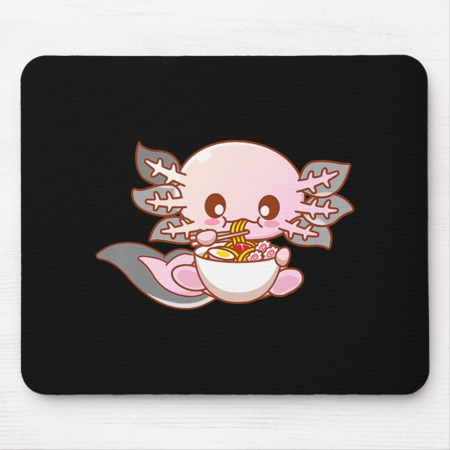 Cute Ramen Axolotl Kawaii Anime Japanese Food Girl Mouse Pad (Front)