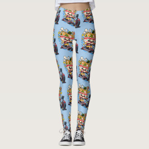 Cute Ramen Bowl Rowing Machine Cartoon Fitness Leggings