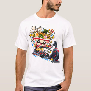 Cute Ramen Bowl Rowing Machine Cartoon Fitness T-Shirt