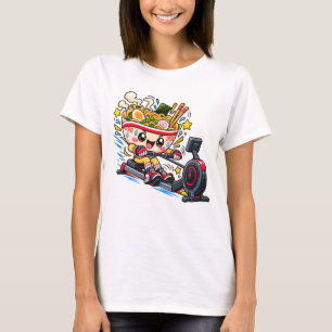 Cute Ramen Bowl Rowing Machine Cartoon Fitness T-Shirt