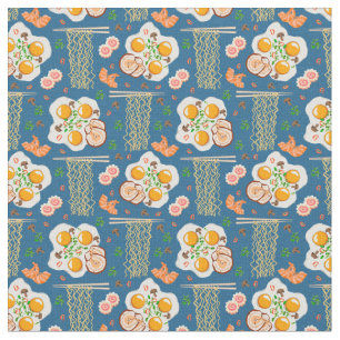 Cute Ramen & Breakfast Food Pattern Fabric