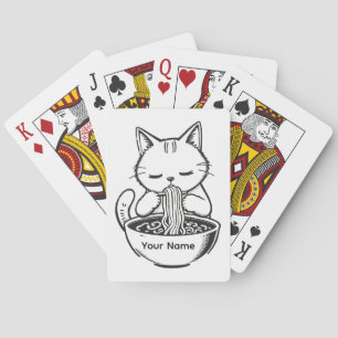 Cute Ramen Cat Personalised Playing Cards