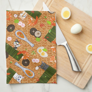 Cute Ramen Cats Tea Towel