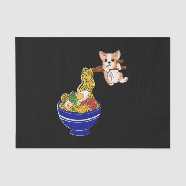 Cute Ramen Corgi Dog Tissue Paper (Front)