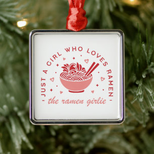 Cute Ramen lover just a girl kawaii pink aesthetic Metal Tree Decoration
