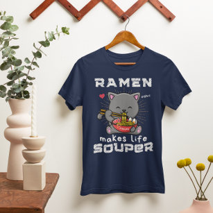 Cute Ramen Makes Life Souper Cat Noodles T-Shirt