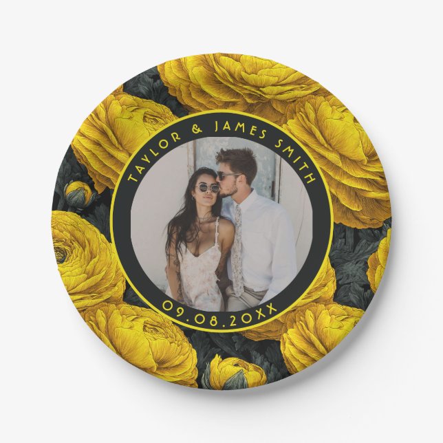 Cute Ranunculus Plates For Bachelorette Party (Front)