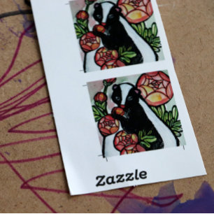 Cute Ranunculus Skunk Lovers Pink Flowers Heart Sticker