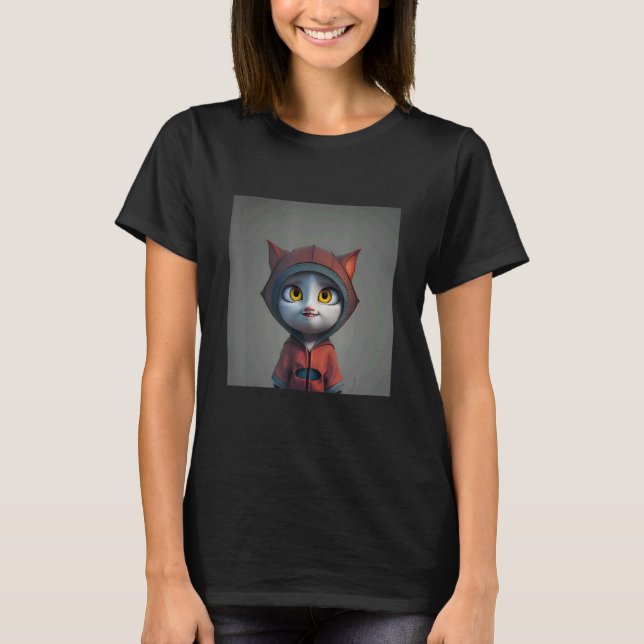 Cute Rapper Street Cat T-Shirt (Front)