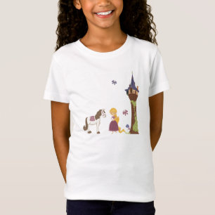 Cute rapunzel tower and horse girl's t-shirt