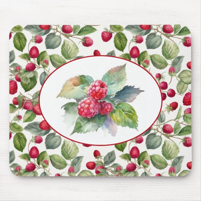 Cute Raspberries Watercolor Mouse Pad (Front)