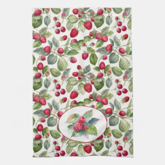 Cute Raspberries Watercolor Tea Towel