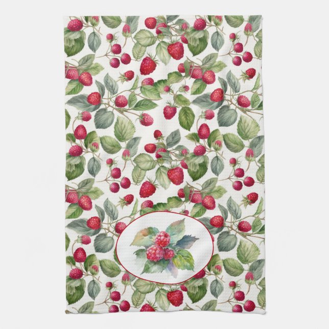 Cute Raspberries Watercolor  Tea Towel (Vertical)
