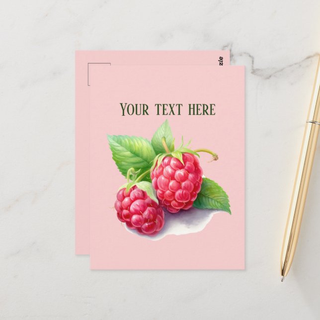 Cute Raspberry add message Postcard (Front/Back In Situ)
