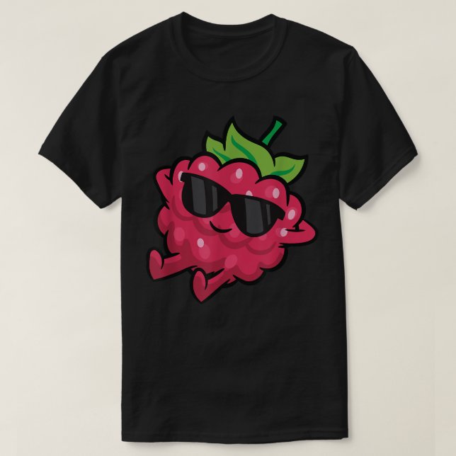 Cute Raspberry Fruit Relaing Lazy Raspberry  T-Shirt (Design Front)