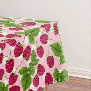 Cute Raspberry Polka Dot & Chevron Red Tablecloth