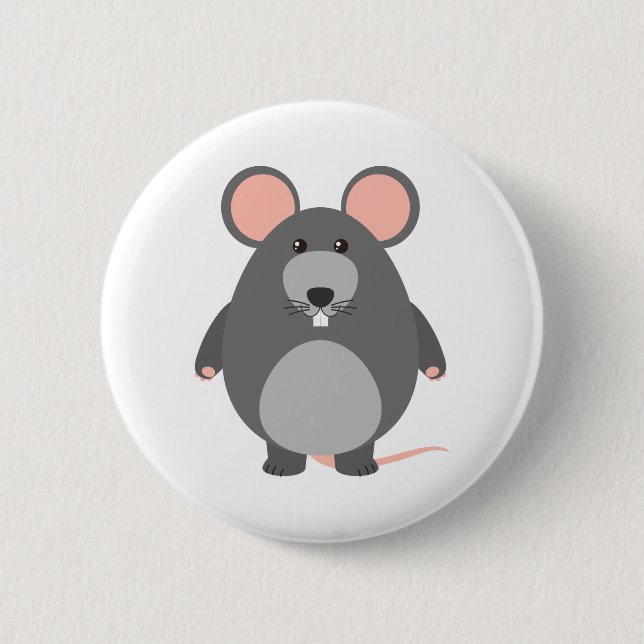 Cute rat 6 cm round badge (Front)