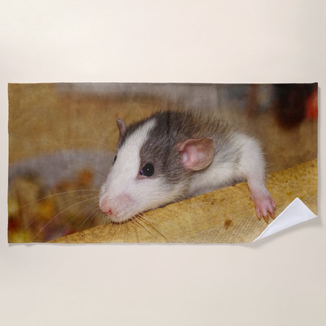 Cute Rat Beach Towel (Front)