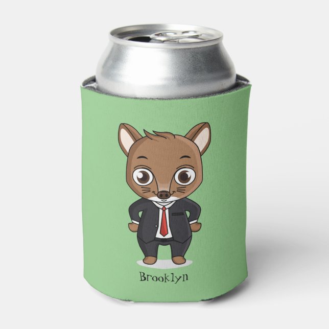 Cute rat cartoon illustration can cooler (Can Front)
