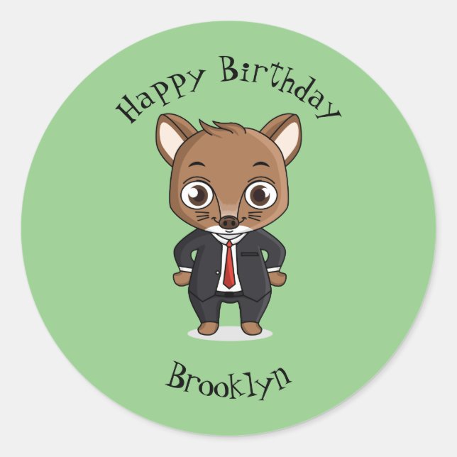 Cute rat cartoon illustration classic round sticker (Front)