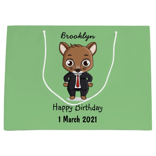 Cute rat cartoon illustration large gift bag (Front)