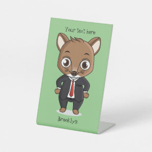 Cute rat cartoon illustration pedestal sign