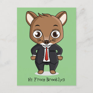 Cute rat cartoon illustration postcard